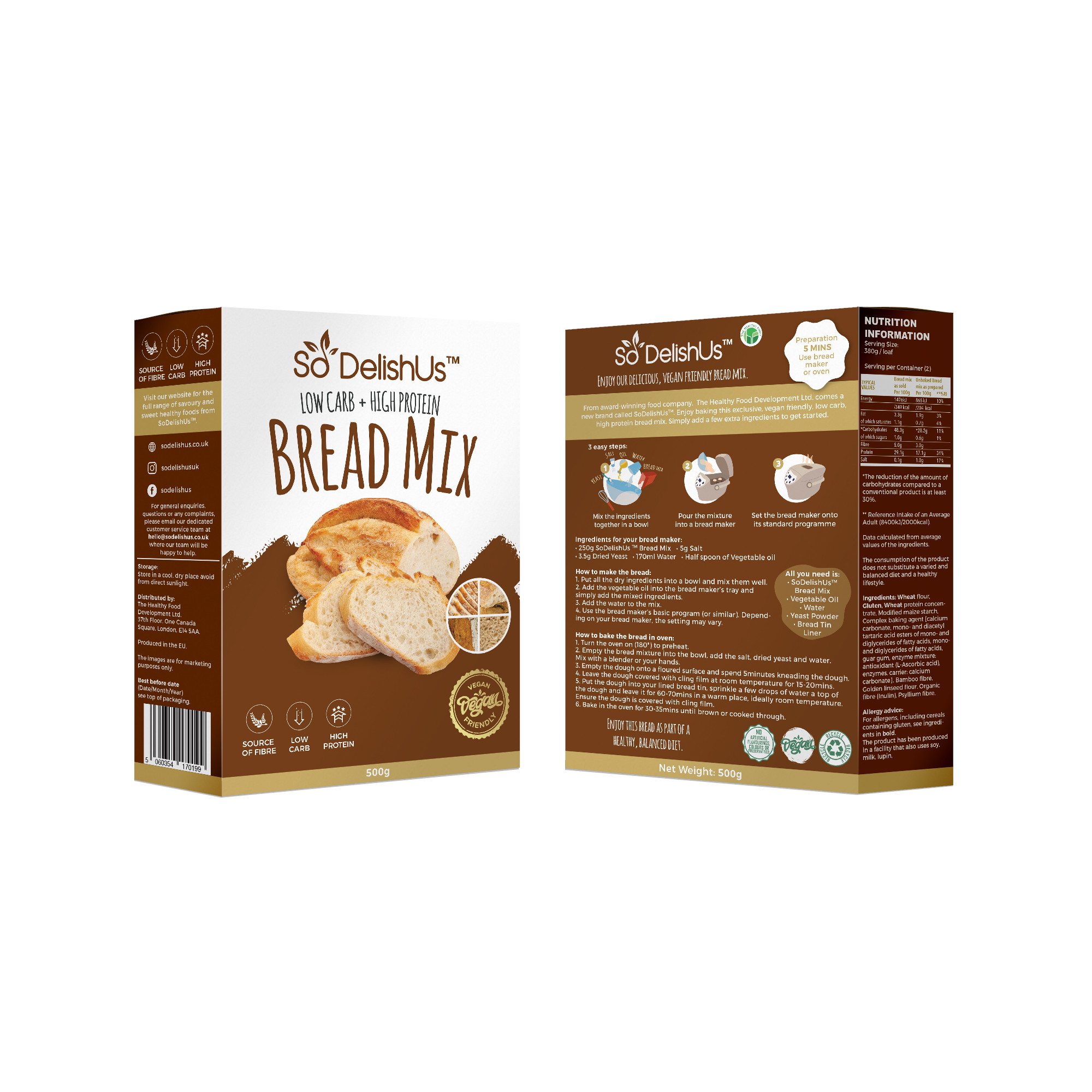 SoDelishUs szénhidrátcsökkentett kenyér lisztkeverék-Bread Mix 500g/ AKCIÓ! -10% kedvezménnyel kapható !