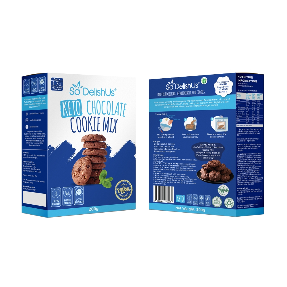SoDelishUs KETO csokis sütemény-cookie mix 200g/AKCIÓ! -10% kedvezménnyel kapható Április hónapban!
