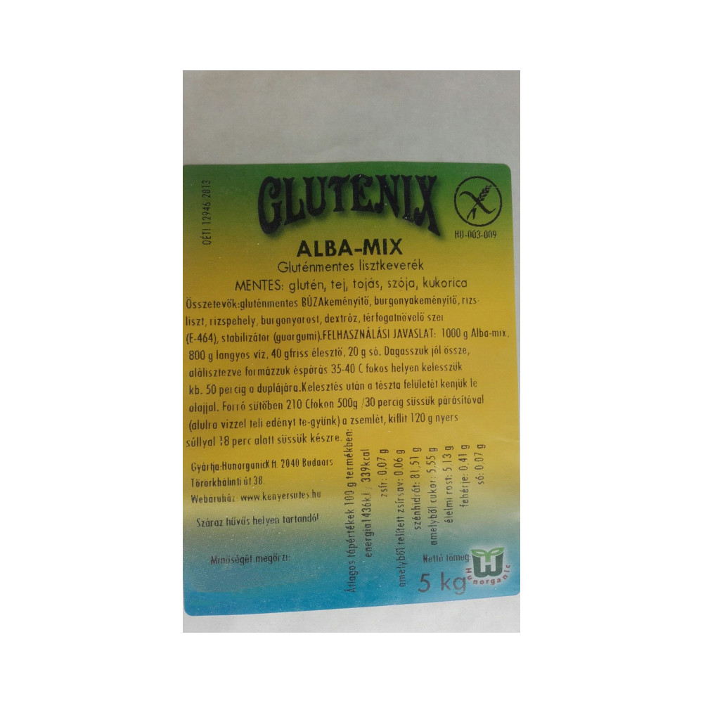 GLUTENIX ALBA-MIX gluténmentes kenyér lisztkeverék 5kg - BREAD MIX