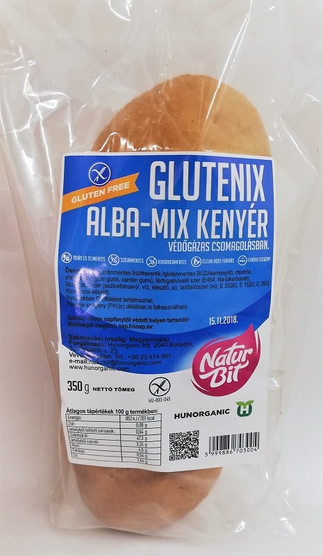 Glutenix Alba-Mix gluténmentes kenyér 350 g készre sütött, védőgázos csomagolásban
