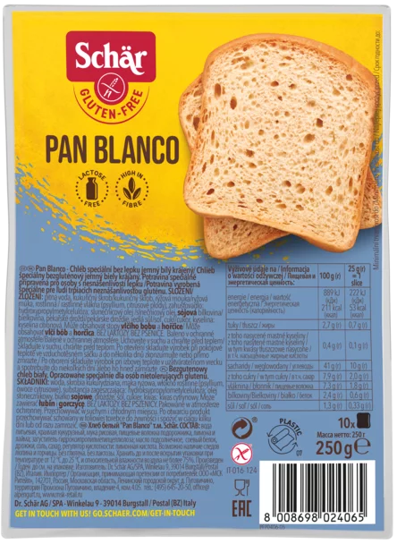Schar Pan Blanco kenyér 250g